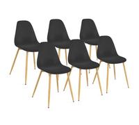 IDMarket - Lot de 6 chaises scandinaves Dani Noires pour Salle à Manger