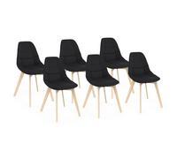 IDMarket - Lot de 6 chaises scandinaves Gaby en Tissu Noir pour Salle à Manger