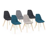 IDMarket - Lot de 6 chaises scandinaves Gaby Mix Color Beige, Gris Clair, Bleu Canard x2, Gris foncé x2 en Tissu