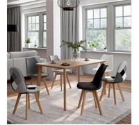 IDMarket – Lot de 6 chaises scandinaves SARA Gris foncé, gris clair, blanc, noir et patchworks