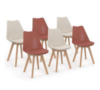 IDMarket - Lot de 6 chaises scandinaves SARA Mix Color Terracotta x3 et Beige x3