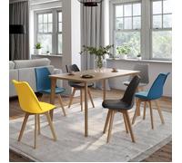 IDMarket - Lot de 6 chaises scandinaves SARA Mix Color Bleu x2, Gris Clair, Gris foncé x2, Jaune