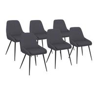 IDMarket Chaises de salle à manger THALYA en tissu gris avec accoudoirs – Lot de 6