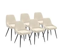 IDMarket - Lot de 6 chaises THALYA en Velours Beige avec accoudoirs