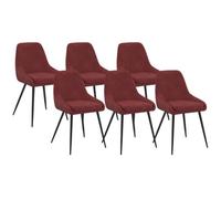 IDMarket - Lot de 6 chaises THALYA en Velours Bordeaux avec accoudoirs