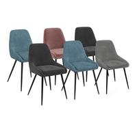 IDMARKET Lot de 6 chaises THALYA en velours mix color pastel bleu x2, gris foncé x2, gris clair, rose avec accoudoirs