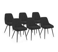 IDMarket - Lot de 6 chaises THALYA en Velours Noir avec accoudoirs