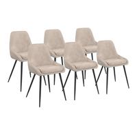 IDMarket Lot de 6 chaises de salle à manger THALYA velours avec accoudoirs taupe