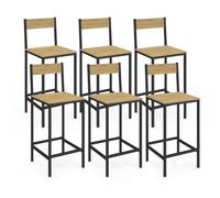 IDMarket - Lot de 6 tabourets de Bar Detroit avec Dossier Chaise de Cuisine Design Industriel