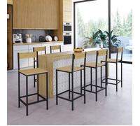 IDMARKET Lot de 6 tabourets de bar DETROIT avec dossier chaise de cuisine design industriel