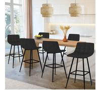 IDMarket - Lot de 6 tabourets de Bar Mady en Velours Noir