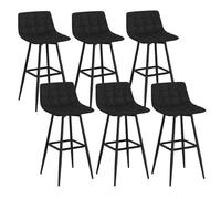 IDMarket - Lot de 6 tabourets de Bar Mady en Velours Noir