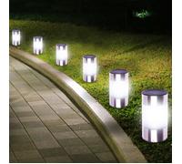 IDMARKET Lot de 8 bornes solaires design inox 2 en 1