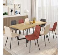 IDMARKET Lot de 8 chaises MILA en velours mix color terracotta x3, gris foncé x3, et beige x3