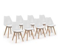 IDMarket - Lot de 8 chaises scandinaves SARA Blanches pour Salle à Manger