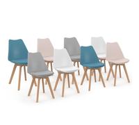IDMarket - Lot de 8 chaises scandinaves SARA Mix Color Pastel