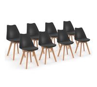 IDMarket - Lot de 8 chaises scandinaves SARA Noires pour Salle à Manger