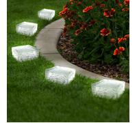 IDMARKET Lot de 8 pavés solaires en verre 4 LEDS blanches éclairage de jardin