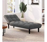 Méridienne clic clac SALOME capitonnée 80 x 180 cm tissu gris anthracite