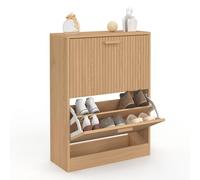 IDMarket - Meuble à Chaussures 12 Paires Juliette 2 Portes Lattes tasseau Bois Coloris chêne