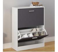 IDMarket – Meuble à chaussures KLARK – 12 paires, 2 portes – Blanc, portes grises