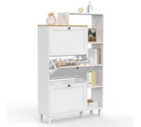 IDMarket - Meuble à Chaussures 18 Paires Achille Blanc et Plateau Bois