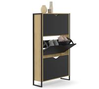 IDMarket - Meuble à Chaussures 18 Paires Boston 3 Portes Noires Design Industriel