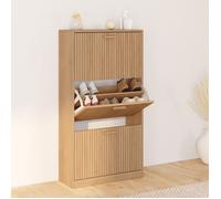 IDMarket - Meuble à Chaussures 18 Paires Juliette 3 Portes Lattes tasseau Bois Coloris chêne