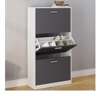 IDMARKET Meuble à chaussures 18 paires KLARK blanc 3 portes grises