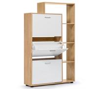Idmarket - Meuble à chaussures imitation hêtre 3 portes blanches avec étagère - Blanc