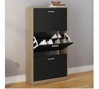 IDMarket - Meuble à chaussures 18 paires KLARK imitation hêtre 3 portes noires