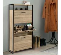 IDMarket - Meuble à Chaussures 18 Paires Luis 3 Portes avec étagère supérieure Design Industriel
