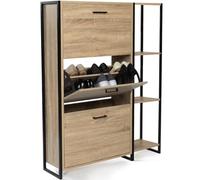 IDMarket – Meuble à chaussures Luis 3 portes 18 paires avec étagère design industriel