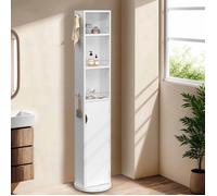 IDMARKET Meuble colonne pivotante de salle de bain avec miroir, placard et étagères blanc ELIA