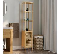 IDMARKET Meuble colonne salle de bain bambou BEA 1 porte