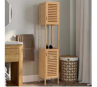 Meuble Colonne Salle De Bain Bambou Bea 2 Portes
