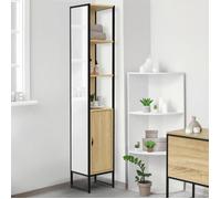 IDMarket - Meuble Colonne Salle de Bain Detroit 1 Porte avec Miroir et étagères Design Industriel