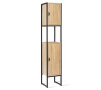 IDMarket Meuble colonne Detroit 2 portes design industriel Noir