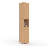 IDMarket - Meuble Colonne Salle de Bain Victor 2 Portes 1 Niche Effet Lattes