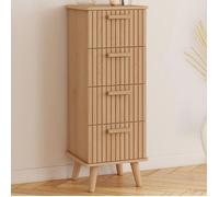 IDMARKET Meuble d'appoint 4 tiroirs JULIETTE 30x30x80 cm chiffonnier pour entrée salle de bain effet lattes tasseau bois