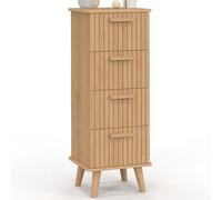 IDMarket - Meuble d'appoint 4 tiroirs Juliette 30x30x80 cm chiffonnier pour entrée Salle de Bain Effet Lattes tasseau Bois