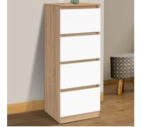 IDMARKET Meuble d'appoint 4 tiroirs TOMI 30 cm chiffonnier bois façon hêtre et blanc pour entrée salle de bain