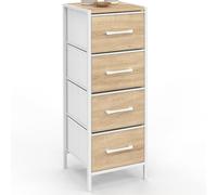 IDMarket - Meuble d'appoint 4 tiroirs Utah 30 cm chiffonnier, Meuble de Rangement Design Industriel Bois et Blanc