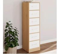 IDMARKET Meuble d'appoint 6 tiroirs UPPAH 30x30x110 cm chiffonnier pour entrée salle de bain bois façon hêtre et blanc