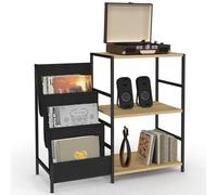 IDMarket - Meuble d'appoint, Rangement avec étagères, Supports vinyles et Platine Nevil Design Industriel