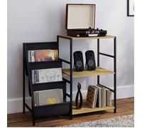 IDMarket - Meuble d'appoint, Rangement avec étagères, Supports vinyles et Platine Nevil Design Industriel