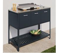 IDMARKET Meuble de cuisine extérieure PAREO 3 portes avec 1 étagère en acier gris anthracite