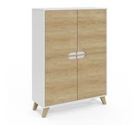 IDMarket – Meuble de rangement Helsinki 4 portes scandinave blanc et bois