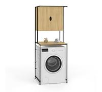 IDMarket Meuble de rangement dessus machine à laver DETROIT avec placard design industriel Bois