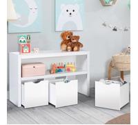 IDMARKET Meuble de rangement enfant MANA en bois blanc 3 tiroirs cubes sur roulettes